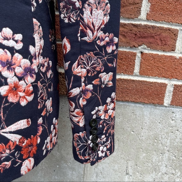Ann Taylor Jacquard Navy and Pink Blazer Size 2 - Picture 9 of 14
